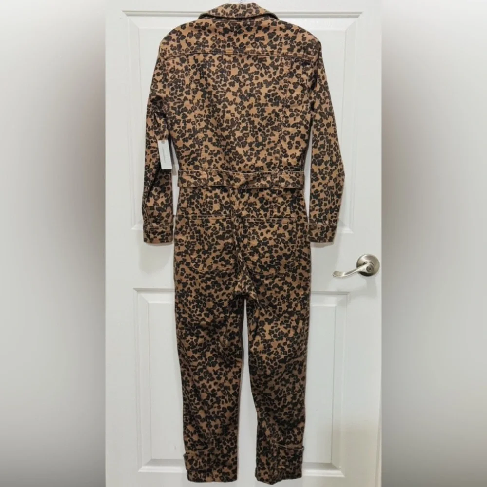 Anthropologie Denim Leopard Print Utility Jumpsuit XSP - Picture 4 of 14